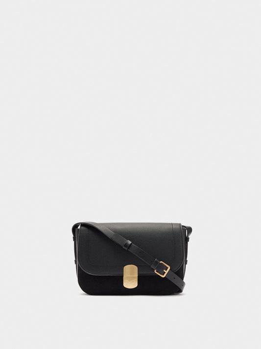 Leather-Effect Crossbody Bag With Flap