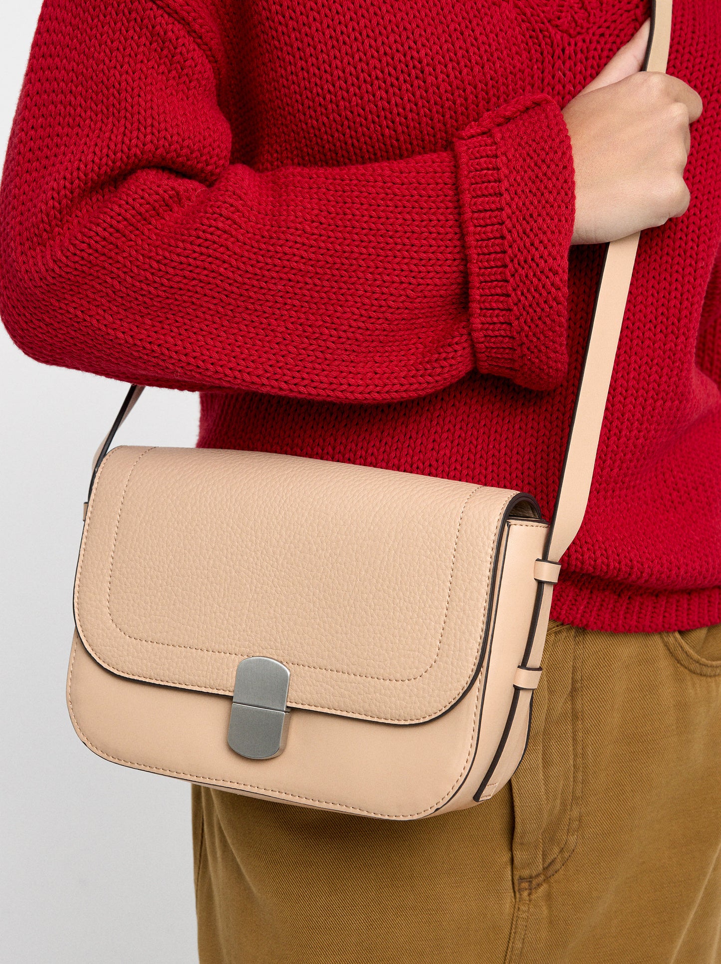 Leather-Effect Crossbody Bag With Flap