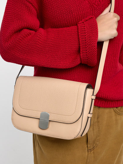 Leather-Effect Crossbody Bag With Flap