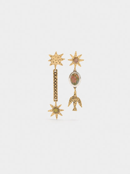 Asymmetrical Star And Bar Earrings