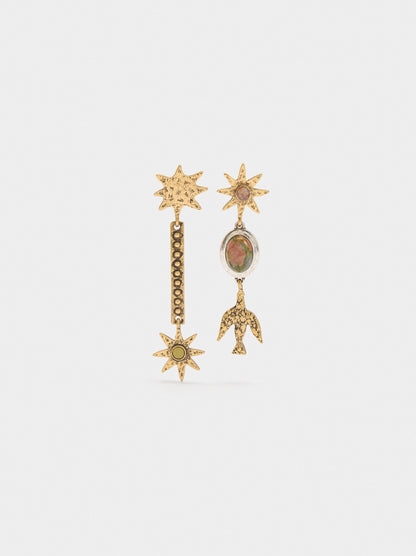 Asymmetrical Star And Bar Earrings