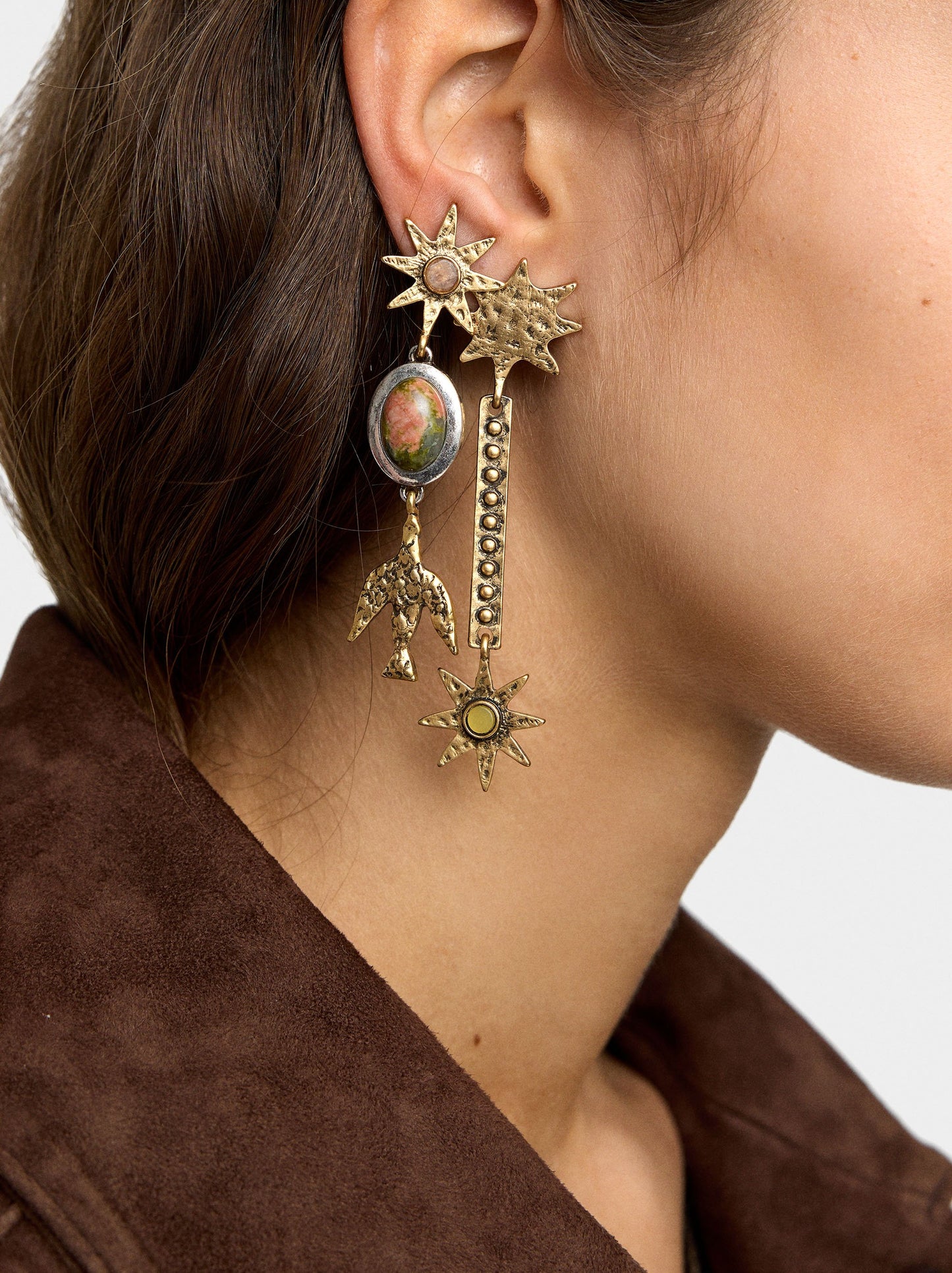 Asymmetrical Star And Bar Earrings