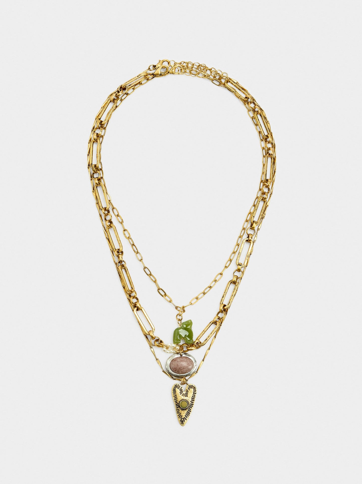 Set Of Pendant Necklaces With Stone