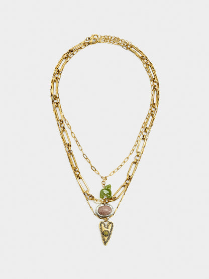 Set Of Pendant Necklaces With Stone