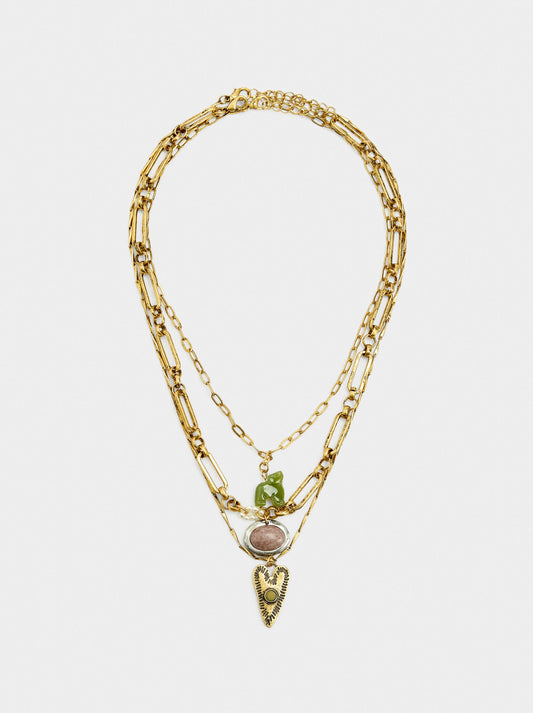 Set Of Pendant Necklaces With Stone