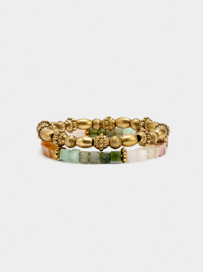 Set Of Bracelets With Multicolor Stones