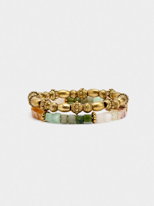 Set Of Bracelets With Multicolor Stones