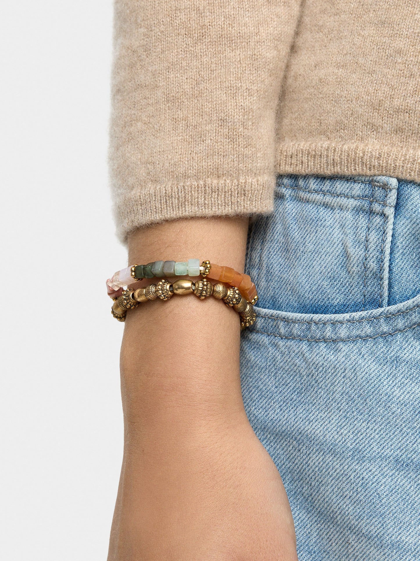 Set Of Bracelets With Multicolor Stones