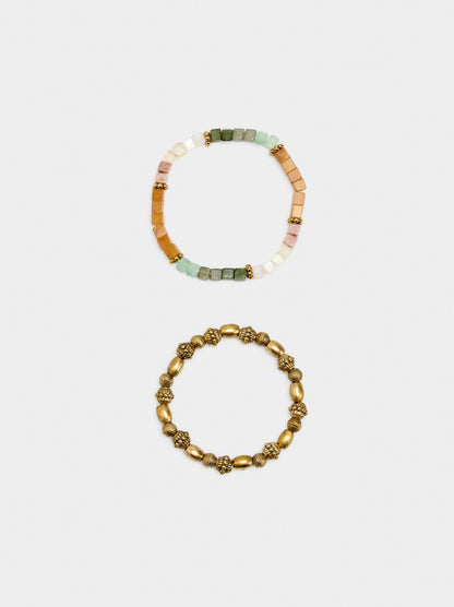 Set Of Bracelets With Multicolor Stones