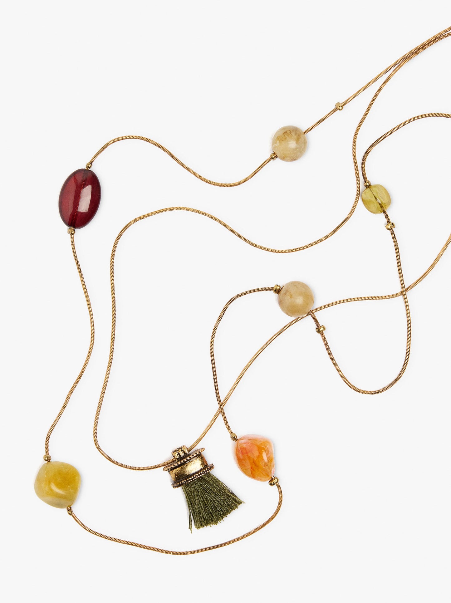 Long Double Necklace With Beads