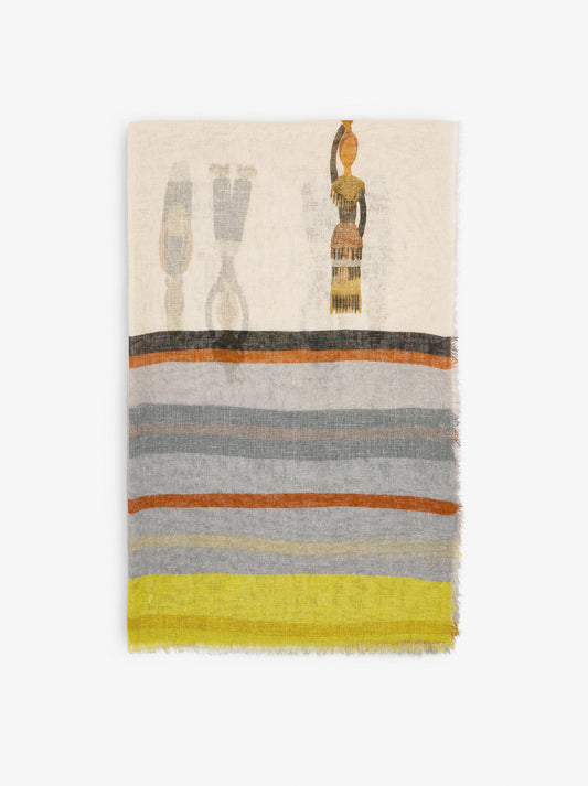 Printed Scarf With Linen Blend