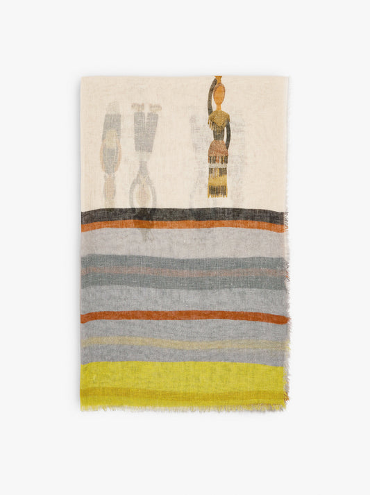 Printed Scarf With Linen Blend