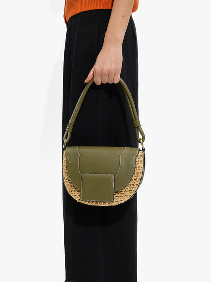 Handbag Paper Straw With Flap And Crossbody