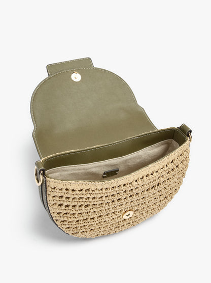 Handbag Paper Straw With Flap And Crossbody