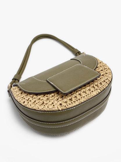 Handbag Paper Straw With Flap And Crossbody