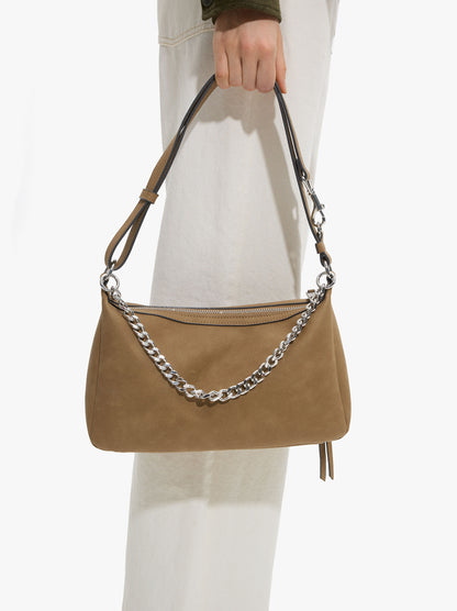 Shoulder Bag With Leather Effect
