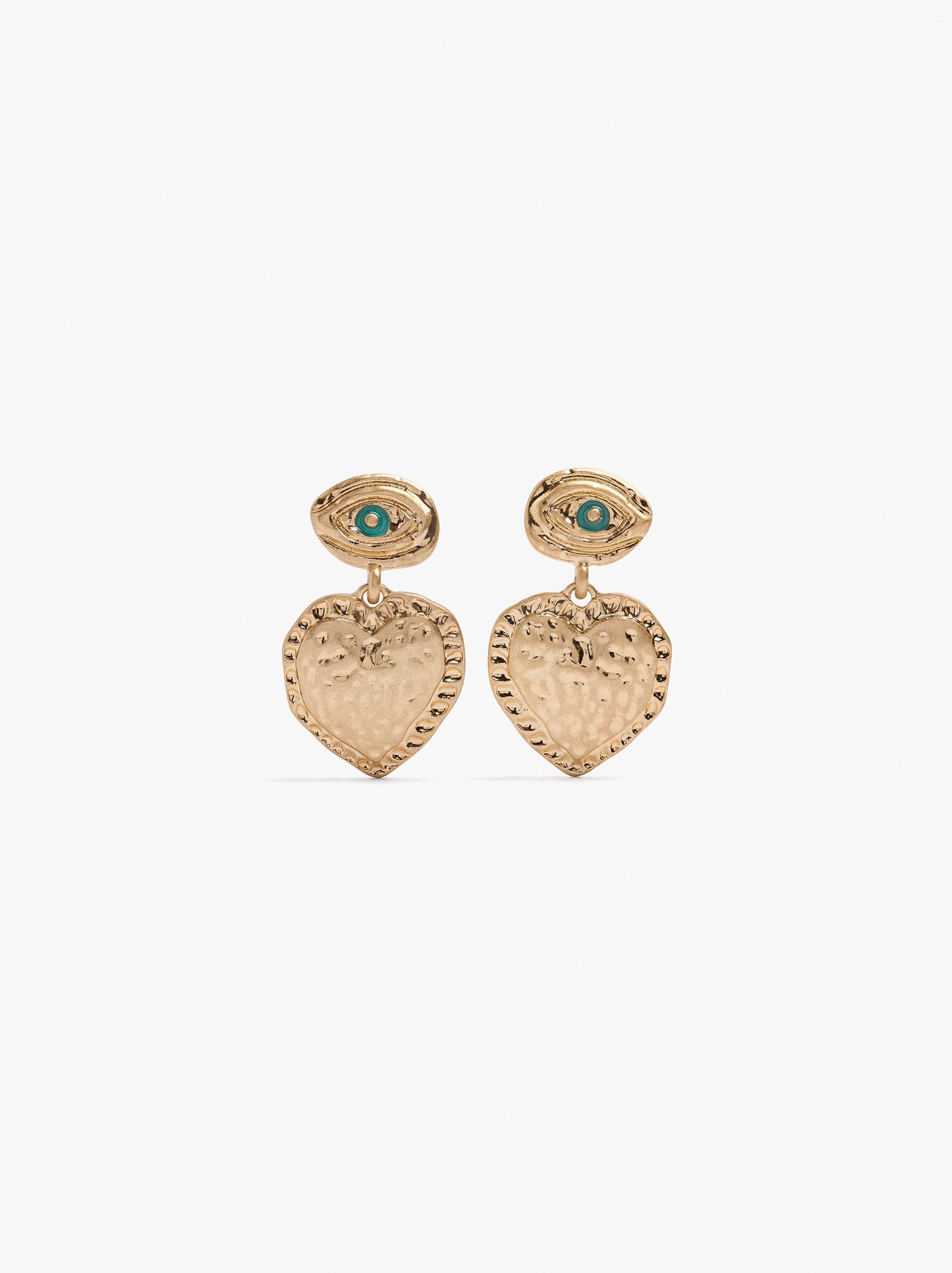 Long Earrings With Eye And Heart