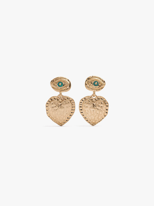 Long Earrings With Eye And Heart