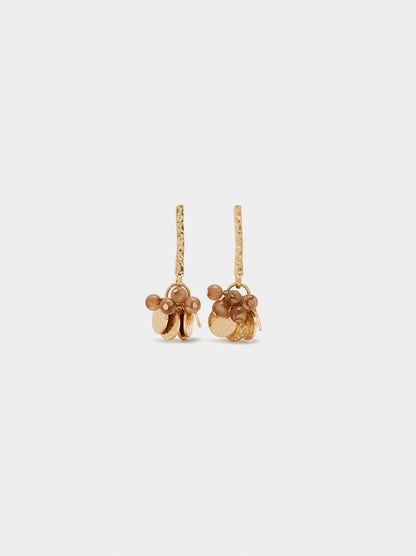 Bar Earrings With Mini Medals And Beads