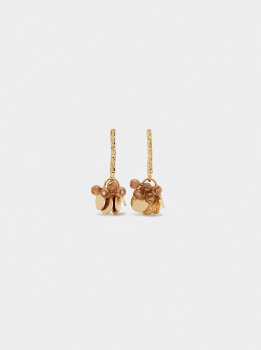 Bar Earrings With Mini Medals And Beads