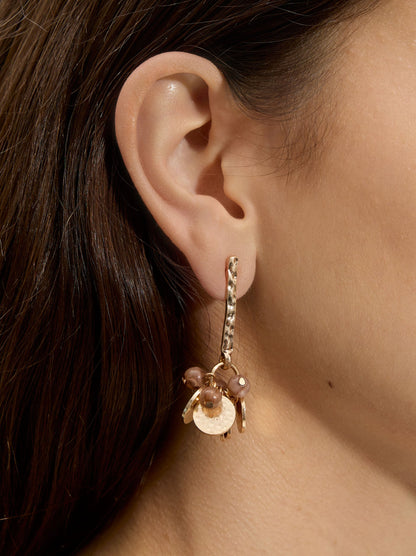 Bar Earrings With Mini Medals And Beads