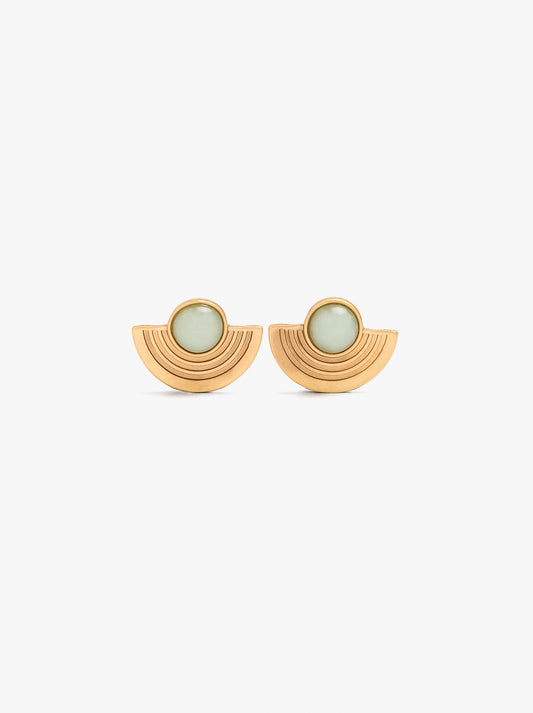 Fan Earrings With Stone Effect Detail