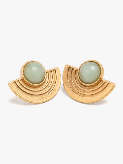 Fan Earrings With Stone Effect Detail