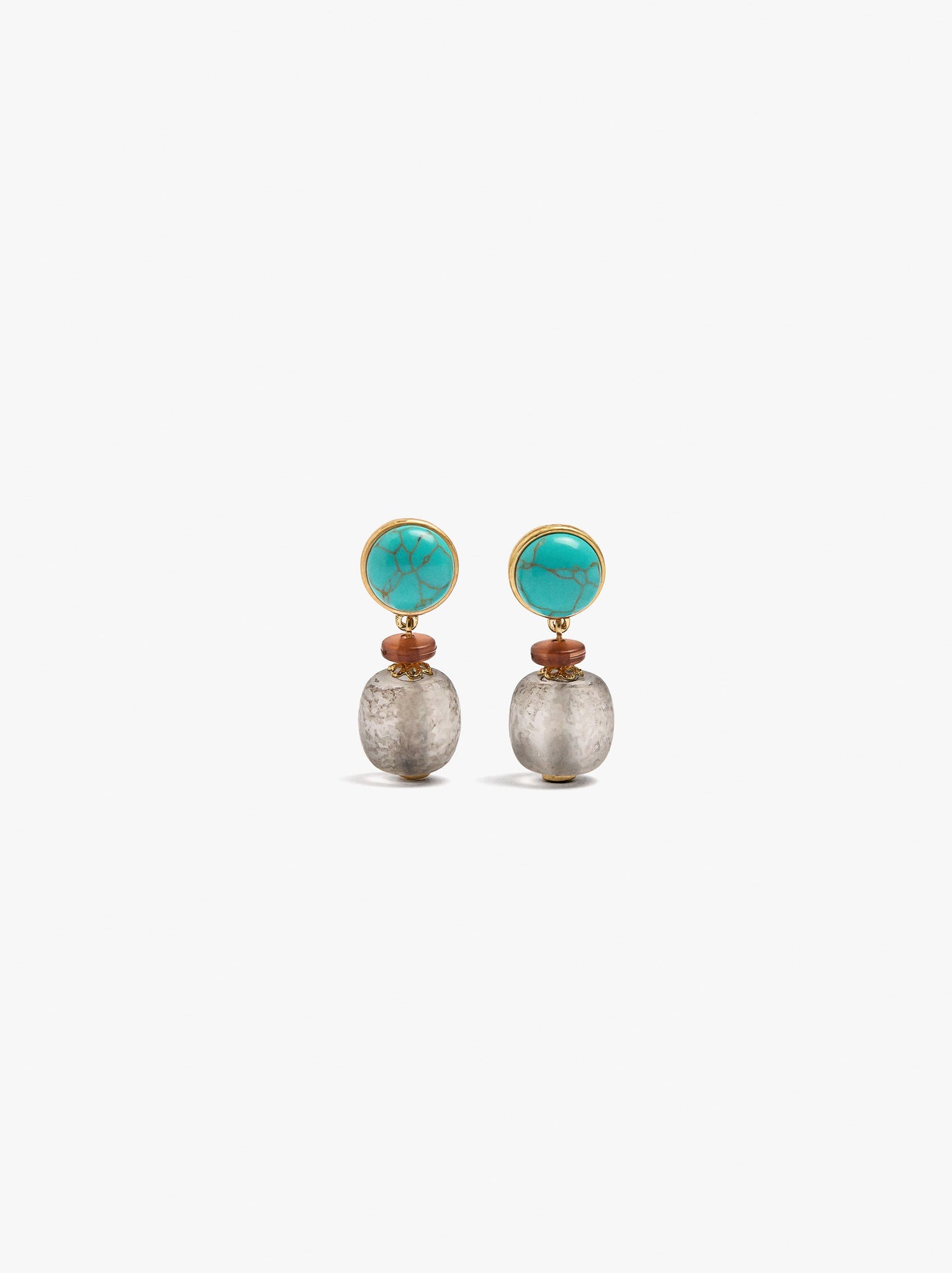 Earrings With Stone And Glass Bead