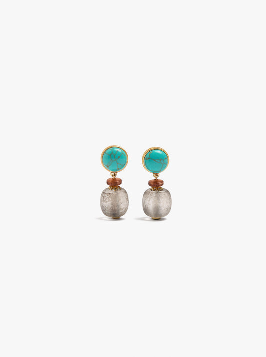 Earrings With Stone And Glass Bead