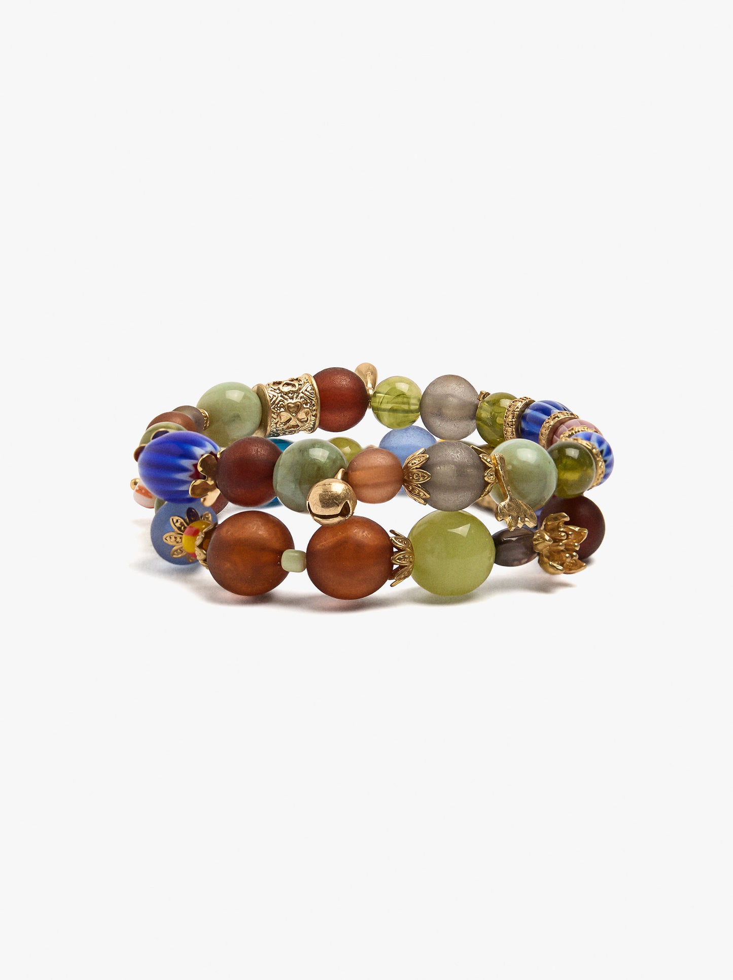 Set Of Elastic Bracelets With Ceramic Beads