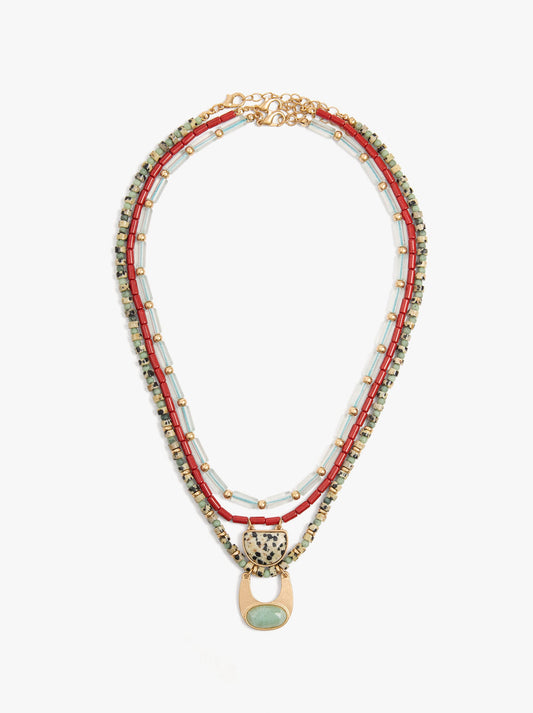 Set Of Necklaces With Stone Beads