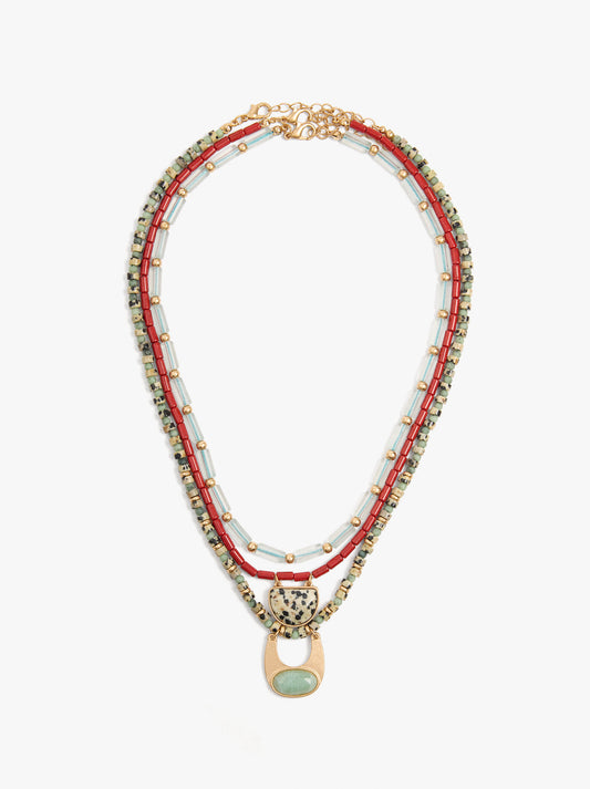 Set Of Necklaces With Stone Beads