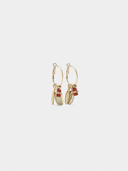 Hoop Earrings With Stone Pendants