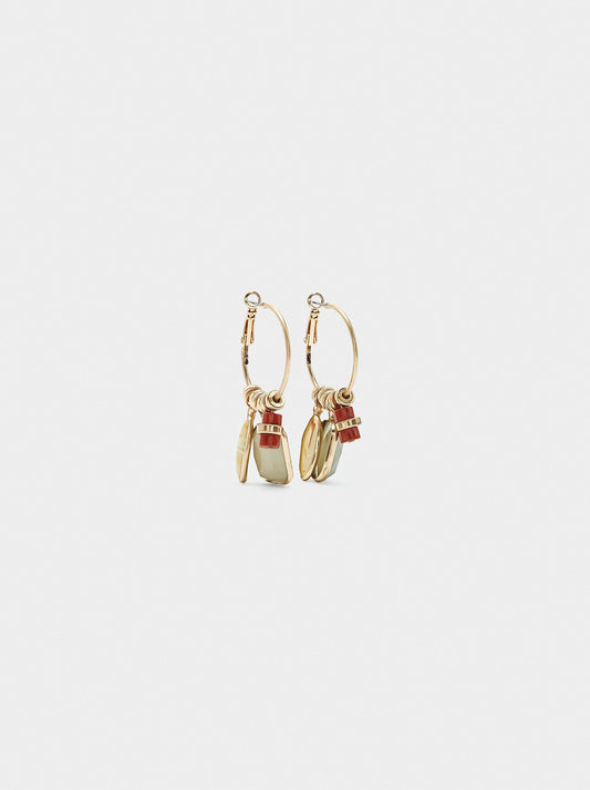 Hoop Earrings With Stone Pendants