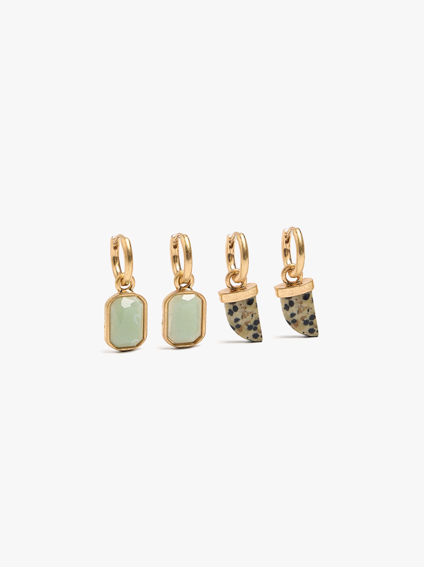 Set Of Hoop Earrings With Stones