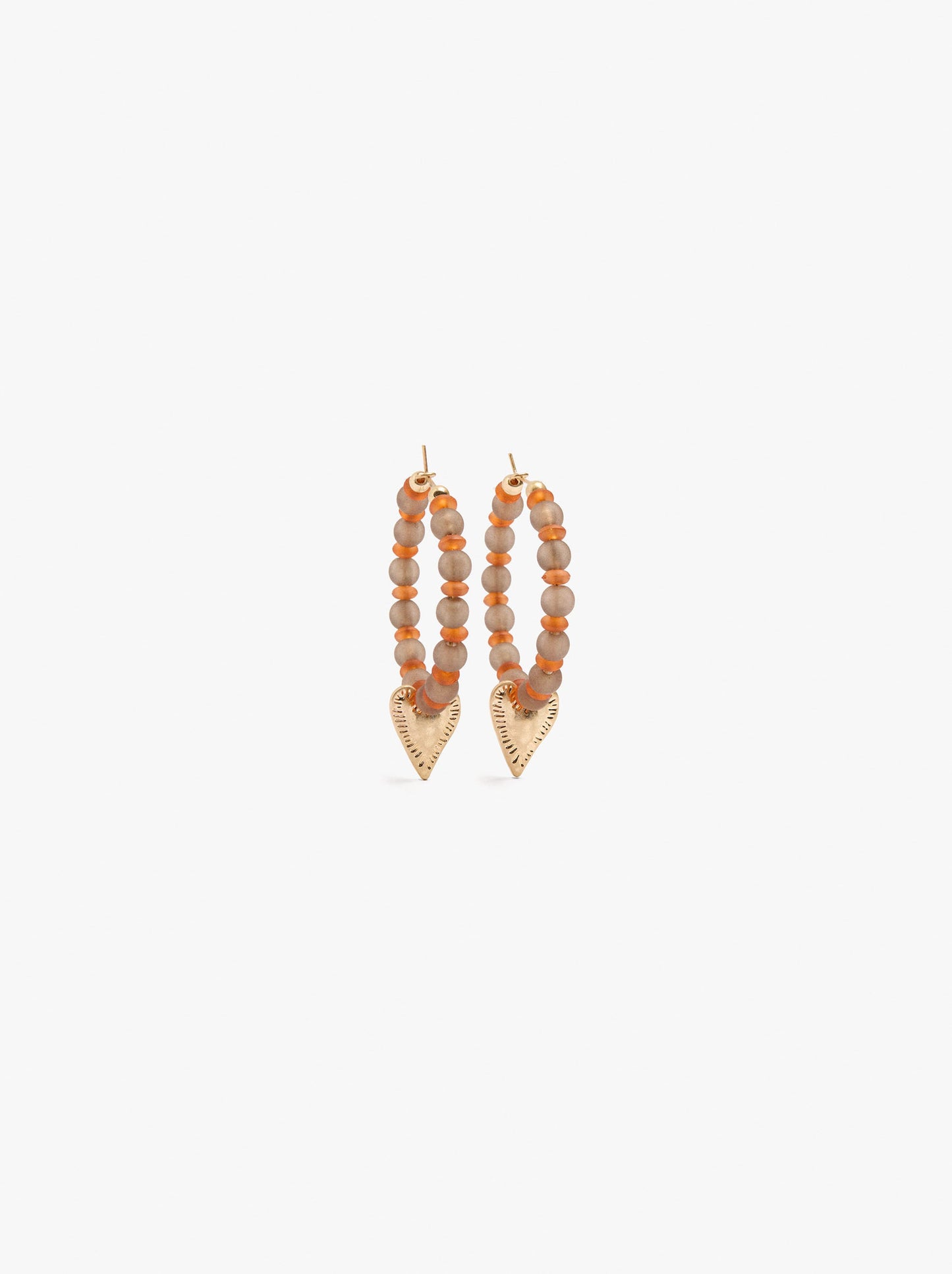 Hoop Earrings With Beads And Heart