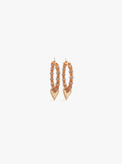 Hoop Earrings With Beads And Heart