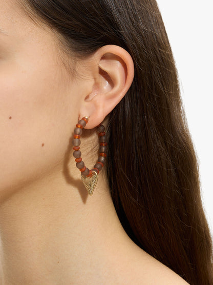 Hoop Earrings With Beads And Heart
