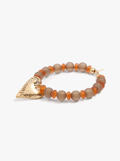 Hoop Earrings With Beads And Heart