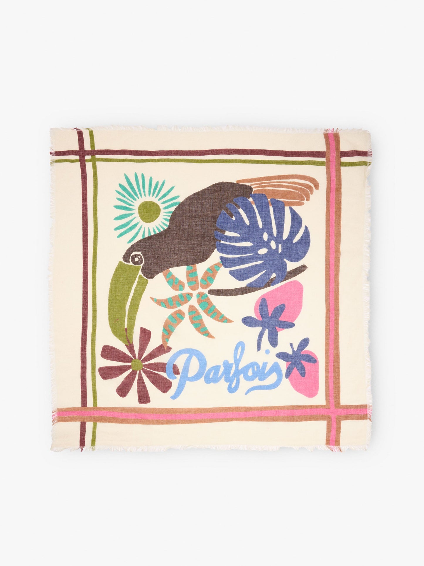 Square Printed Scarf With 100% Cotton