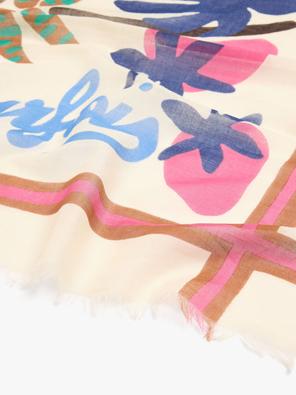 Square Printed Scarf With 100% Cotton