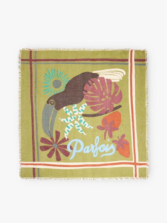 Square Printed Scarf With 100% Cotton