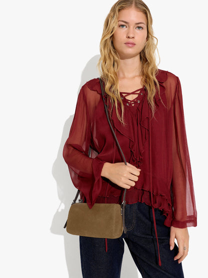Elongated Leather Crossbody Bag