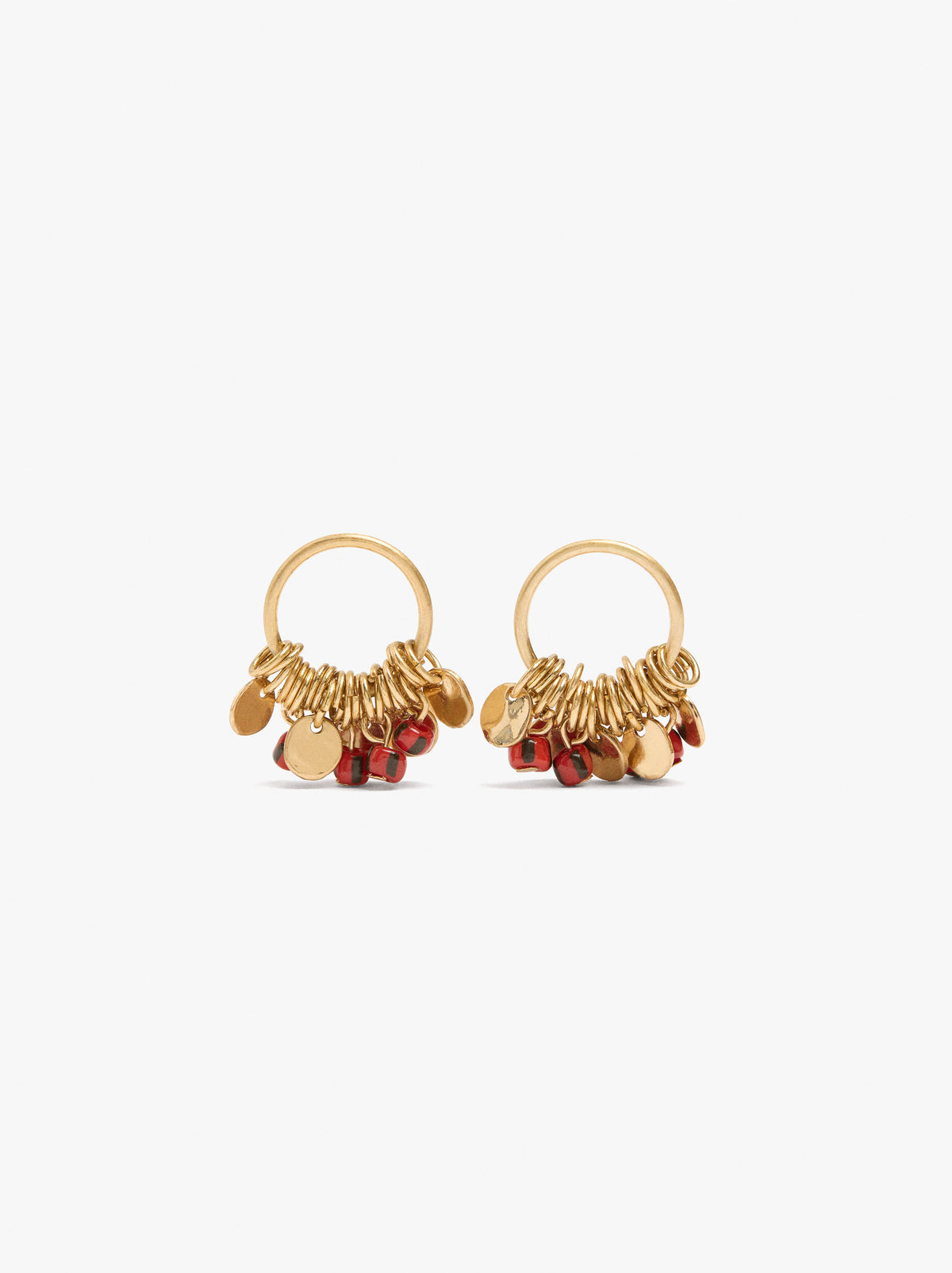 Hoop Earrings With Medals And Beads