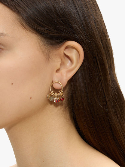 Hoop Earrings With Medals And Beads