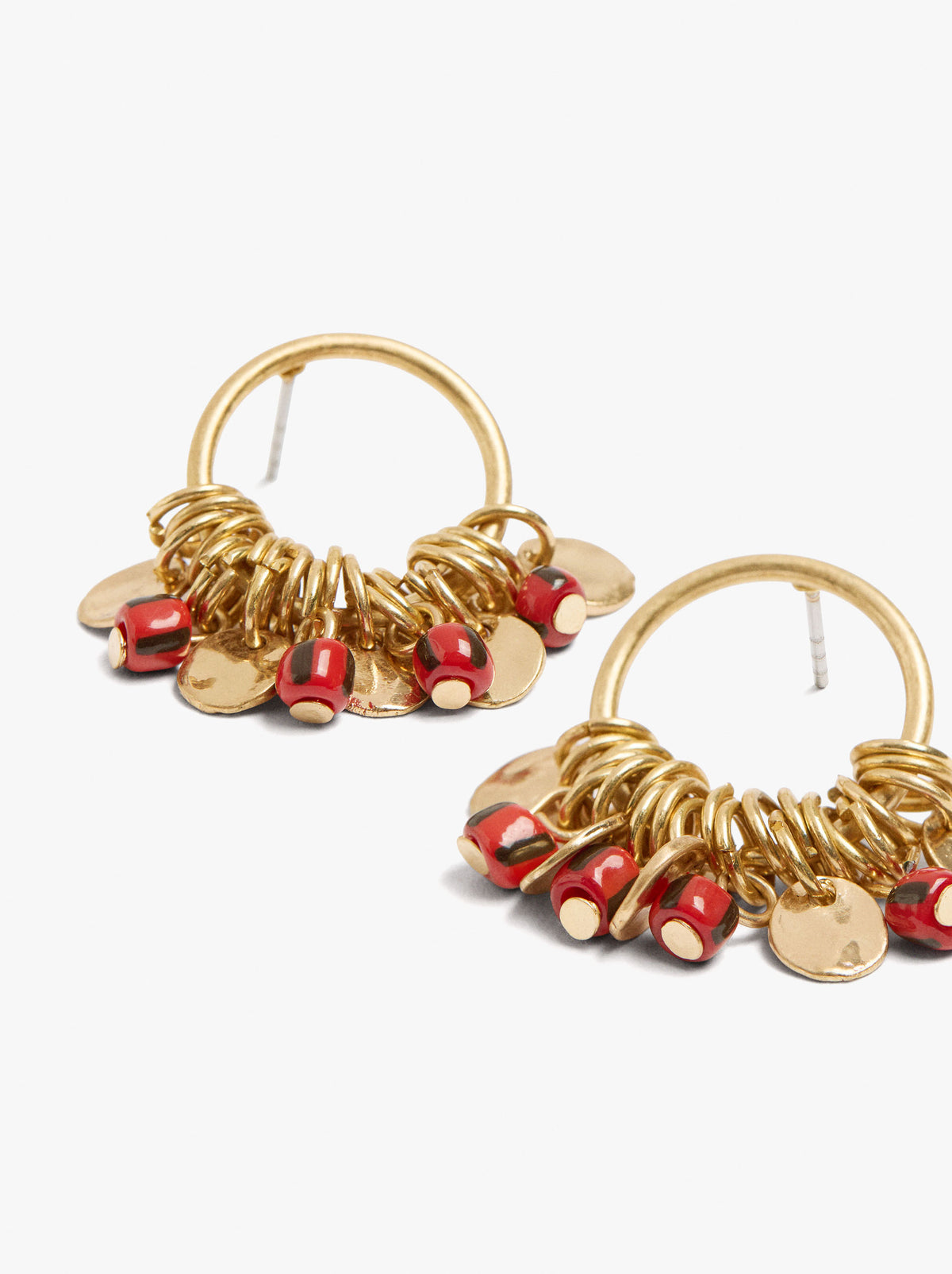 Hoop Earrings With Medals And Beads