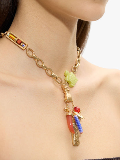 Necklace Of Links With Cuff And Turtle Pendant