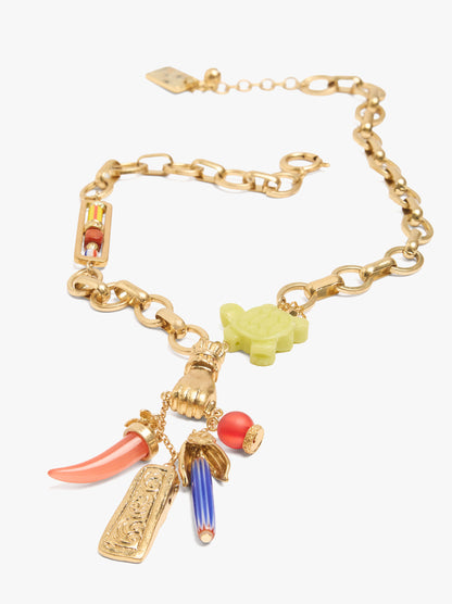 Necklace Of Links With Cuff And Turtle Pendant