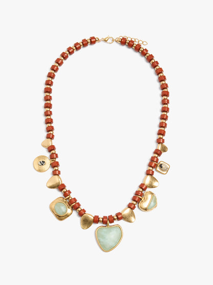 Short Necklace With Stone Pendants