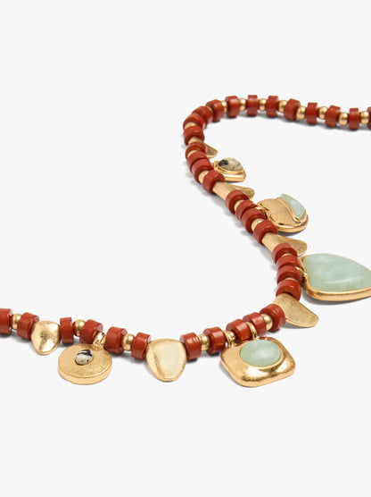 Short Necklace With Stone Pendants